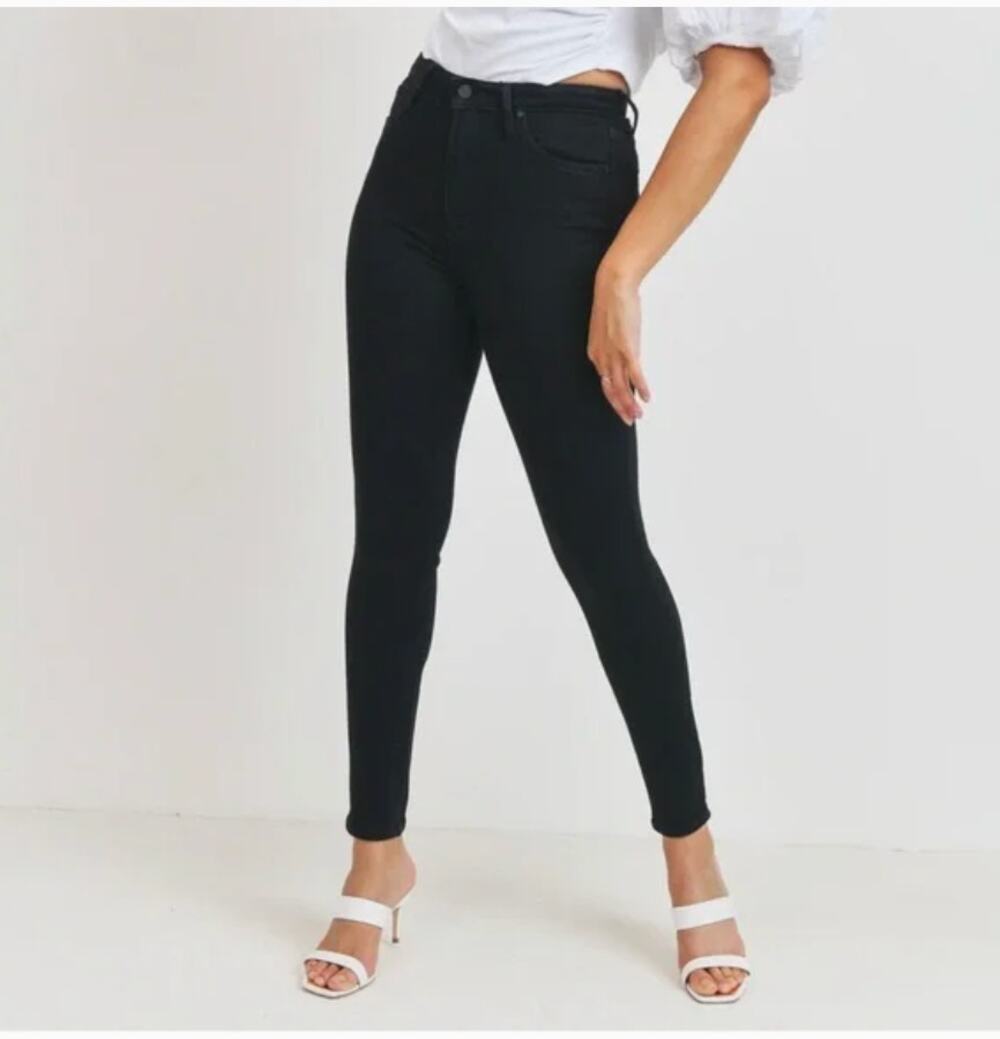 Just Black Skinny High Rise Black Denim Jeans 27P Glam, Rock, 90's